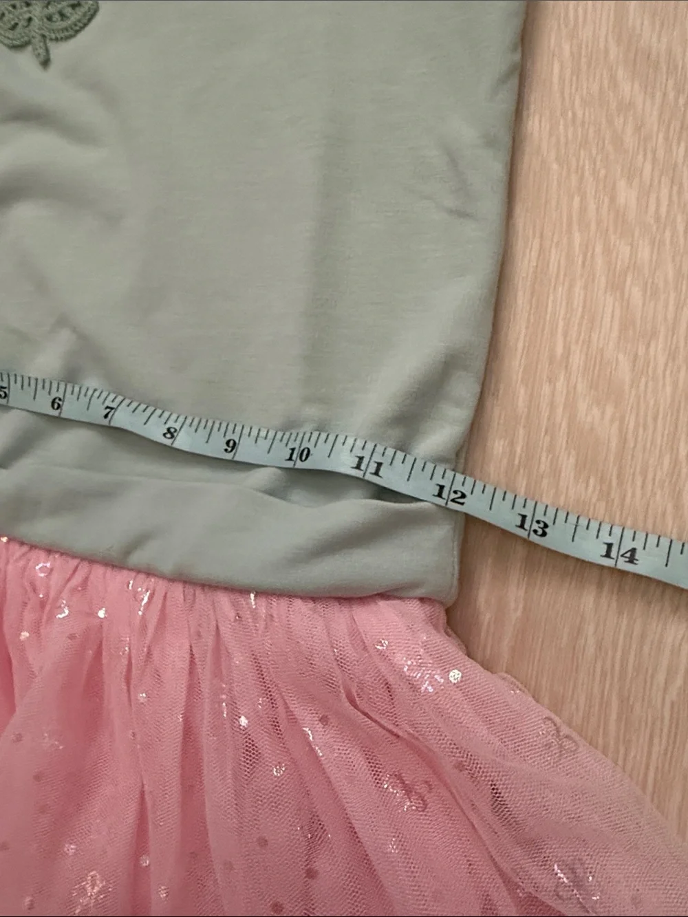 Zunie Girls Mint Green Top with Pink Tulle Dress